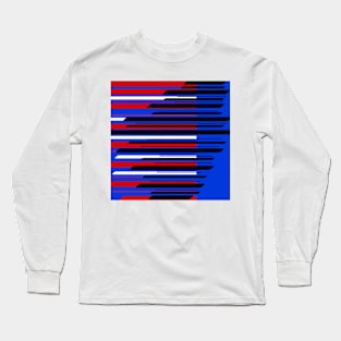 Lines white, red, black on blue Long Sleeve T-Shirt